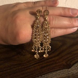 Gold Dangle Prom/Pageant Earrings